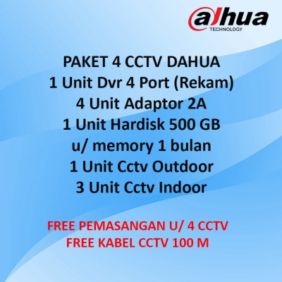 Paket 4 Cctv Merk Dahua Free Pemasangan